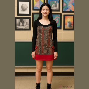 KOLLONTAI Black and Red Patterned Women's tunic size x small